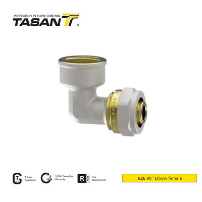 ইন্ডাস্ট্রিয়াল 20mm ব্রাস কম্প্রেশন ফিটিং 90 ডিগ্রি মহিলা কনুই 62E