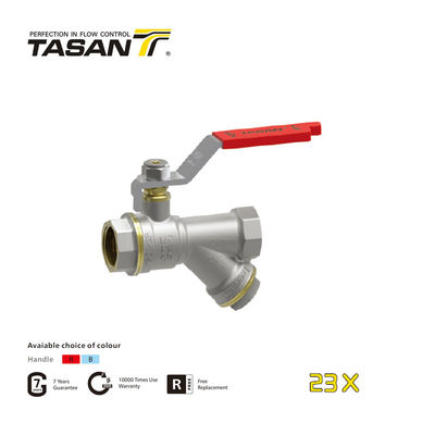 16বার 232Psi ব্রাস থ্রি ওয়ে বল ভালভ স্ট্রেনার সহ 1/2''~1'' 23X