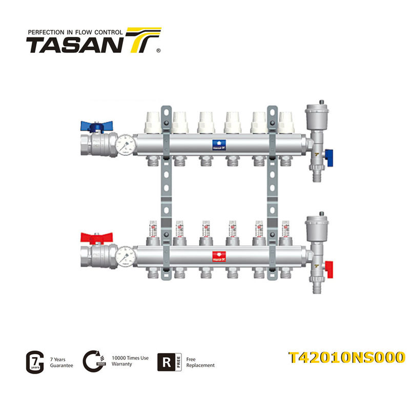 প্রি-অ্যাসেম্বল 1&quot;X 3/4 ইঞ্চি ওয়াটার ম্যানিফোল্ড ব্রাস ম্যানিফোল্ড ভালভ 10Bar T420 10