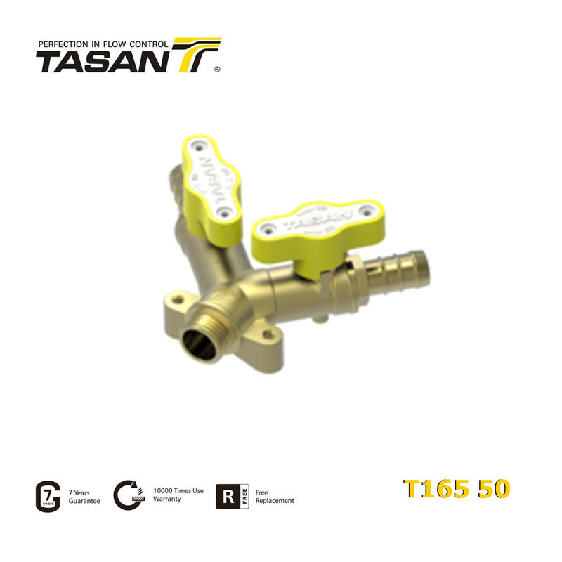 1/2&quot; X 10.5mm X 10.5mm টু ওয়ে ব্রাস গ্যাস ভালভ পুরুষ X ডাবল হোস সংযোগকারী পরিধান প্রতিরোধক
